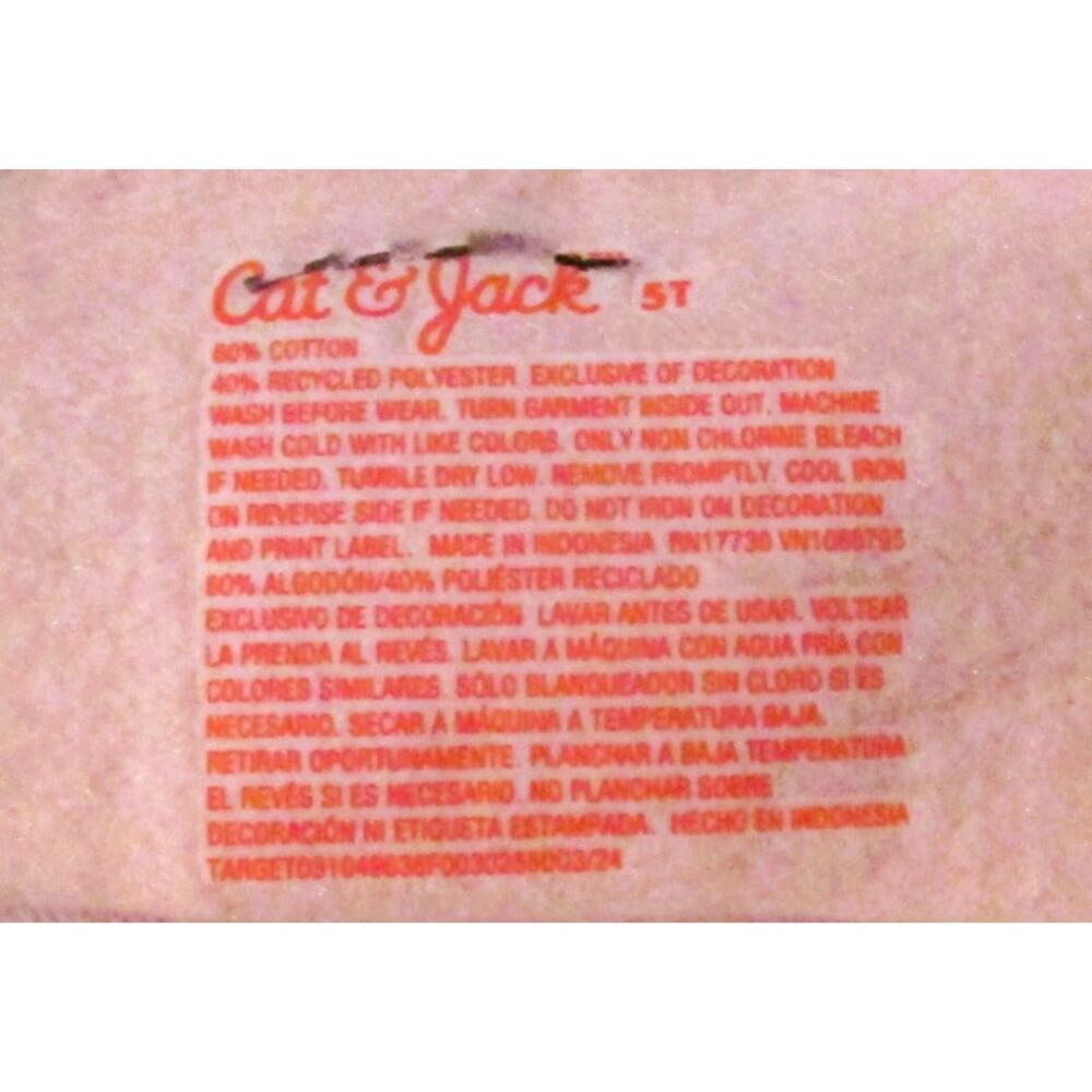 Cat & Jack Girl's Pastel Pink Sweatshirt Appliqued Chenille Candy Cane Size 5T - Picture 4 of 4